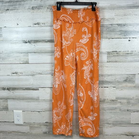 Cato Smocked Floral Crinkle Fabric Pant Set Women’s Size Medium Vacation Summer - Picture 7 of 8